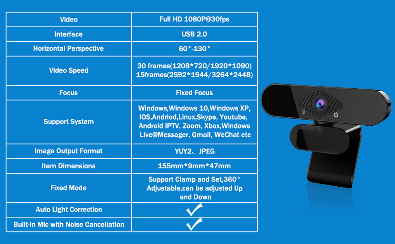 1080P Webcam with Microphone